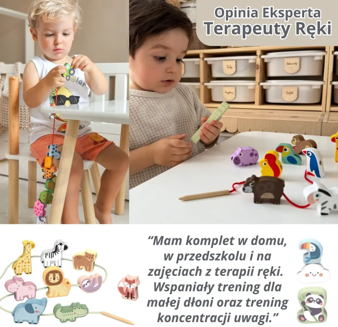 Tooky Toy Houten Rijgblokken Caterpillar - 20 Stuks - Meerkleurig
