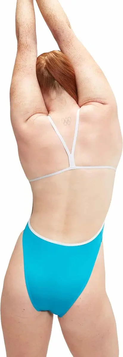 Speedo Womens Solid Vback Zwemkostuum - Blauw 38