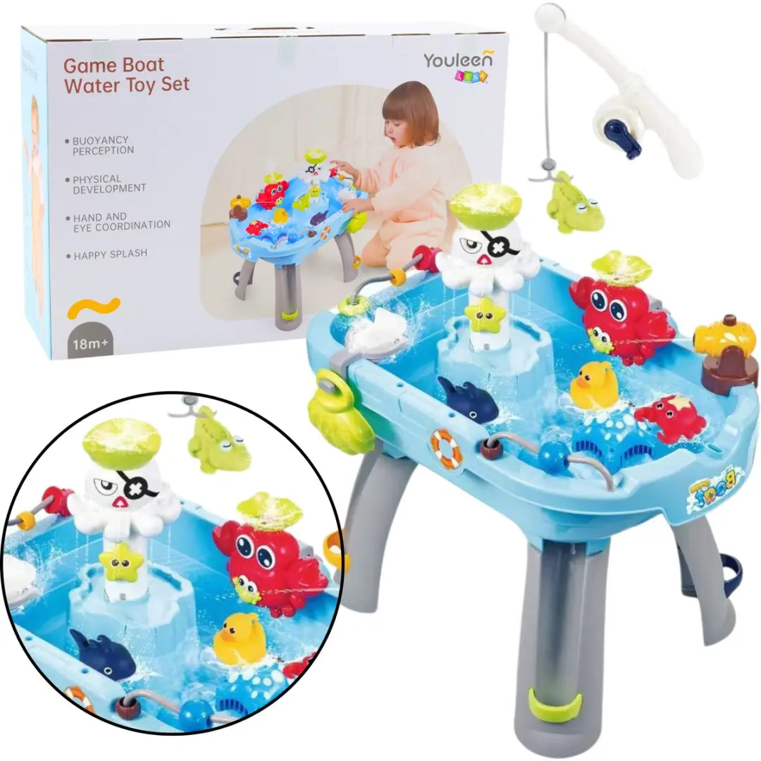 LEAN TOYS Interactieve Watertafel Visserijaccessoires Blauw