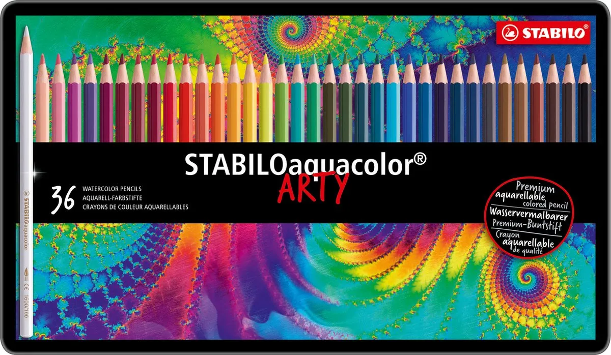 STABILO aquacolor ARTY Aquarelpotloden 36 Kleuren - Metalen Etui