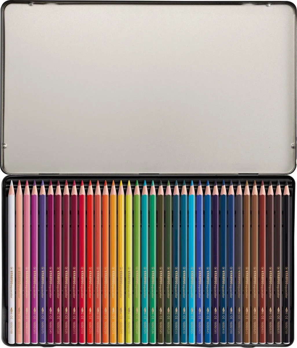 STABILO aquacolor ARTY Aquarelpotloden 36 Kleuren - Metalen Etui