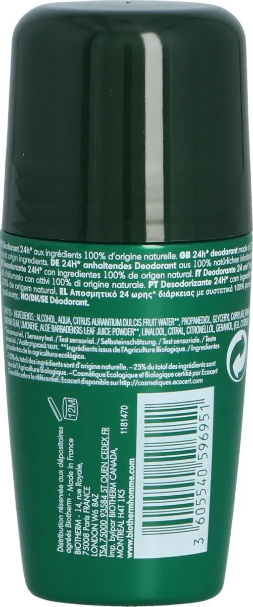 Biotherm Homme 24h Day Control Roll-On Deodorant 75ml