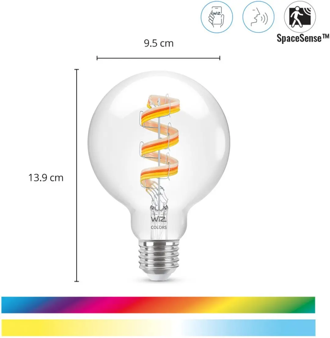 WiZ Filament Globe E27 - 6.3W - 95cm - Wit/Kleur - Slimme LED - afbeelding 3 van 6