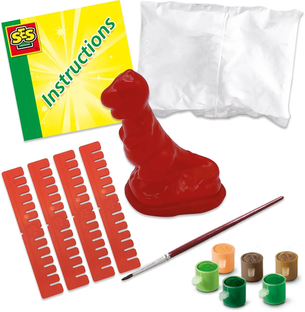 SES Creative T-rex Dino Knutselset - 5 Stuks - Met gips, mal & verf
