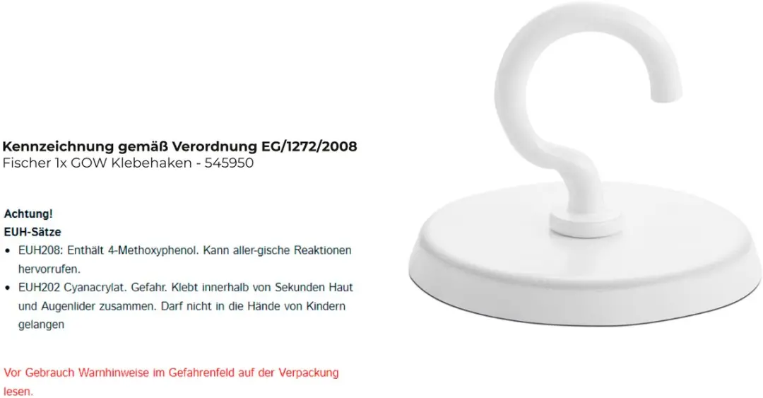 Fischer 1x GOW zelfklevende haak