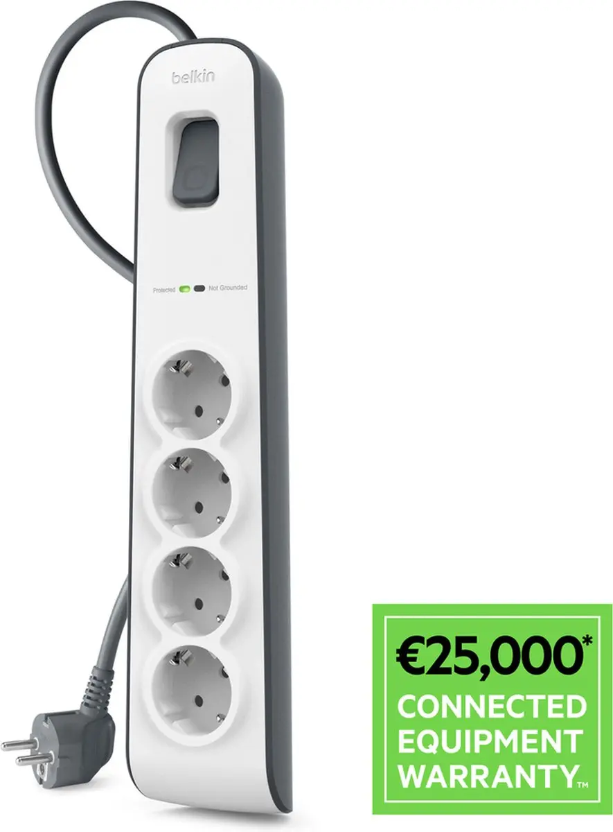 Belkin BSV400VF2M Overspanningsbeveiliging - 4 Stopcontacten - 2m Wit - afbeelding 3 van 6