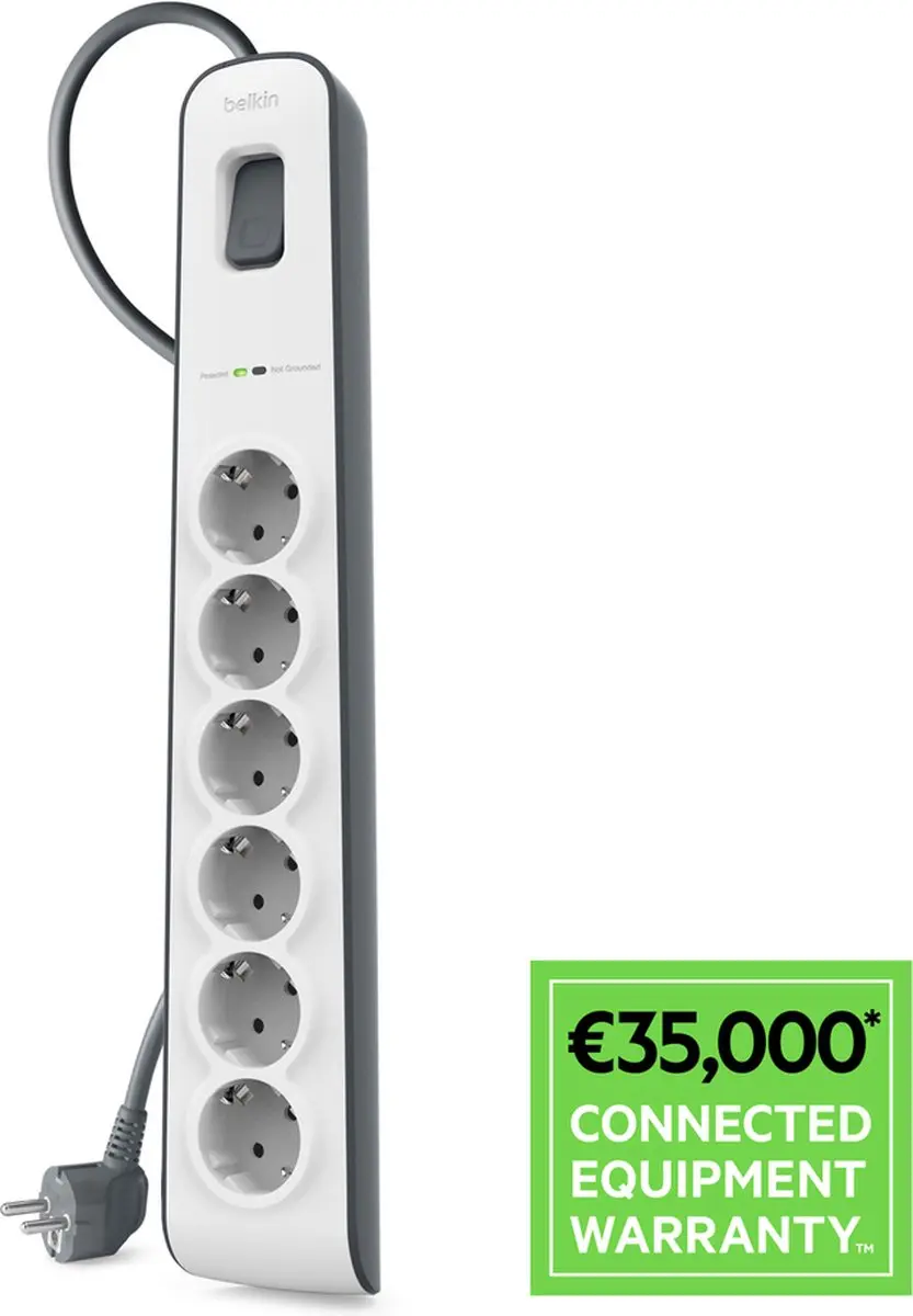 Belkin BSV603VF2M Stekkerdoos - 6x AC-uitgang - Wit - afbeelding 3 van 6