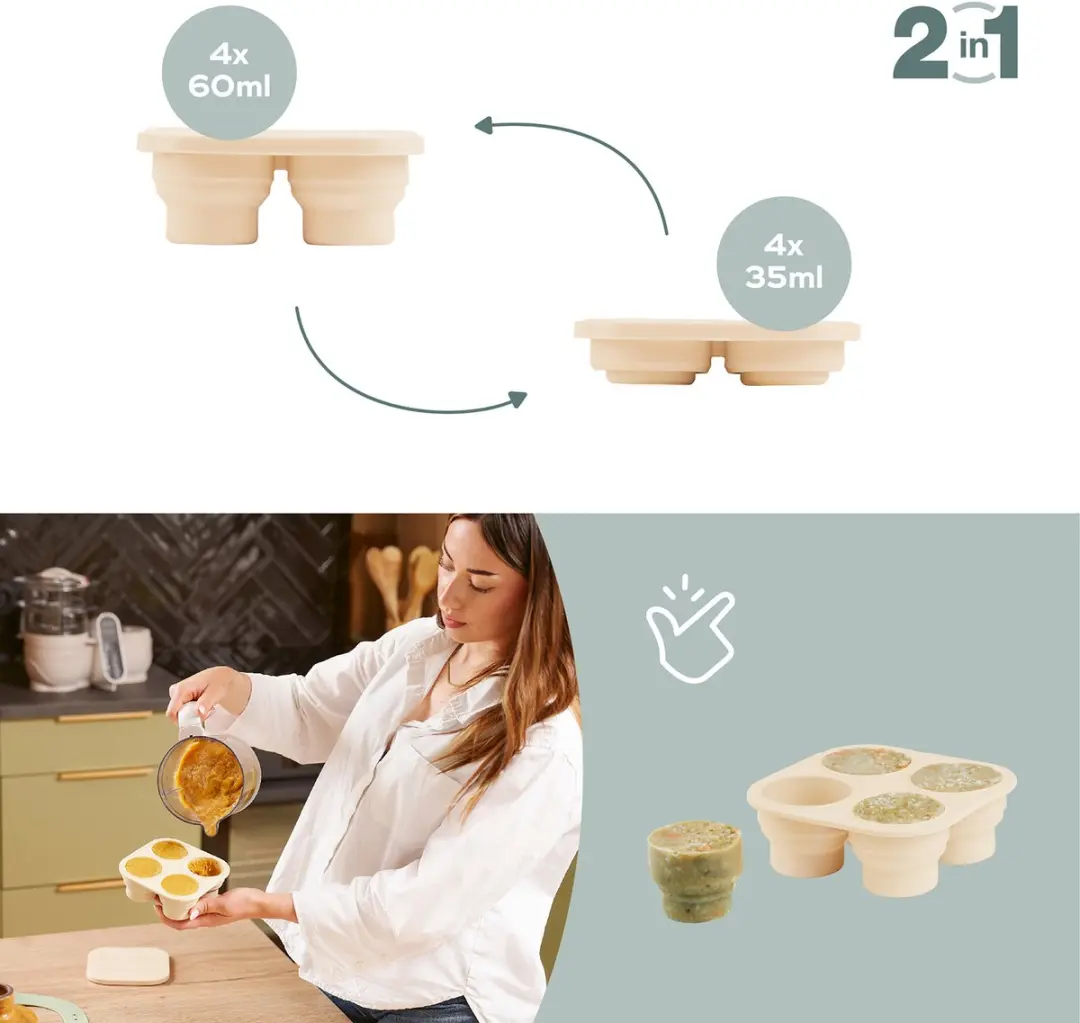 Babymoov Silicone Bewaarpotjes & Sabbelaar 240ml - 3 Stuks - Groen - afbeelding 2 van 3