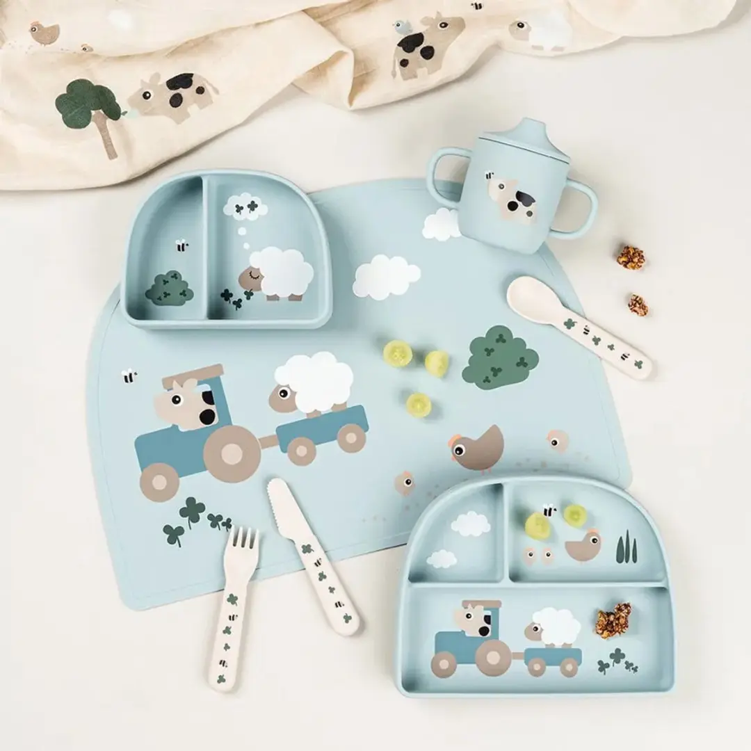 Done By Deer Tiny Farm Stick&Stay Compartiment Bord - Blauw - afbeelding 6 van 6