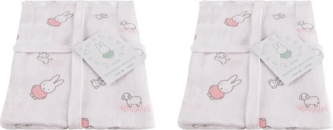 Nijntje Hydrofiel Washandje Nijntje Grass Pink- 2 Pack