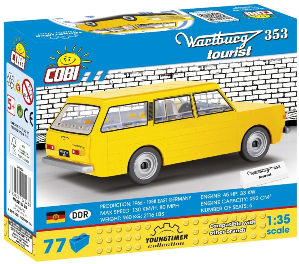 Cobi Wartburg 1:35 Bouwpakket - 77-delig - Geel