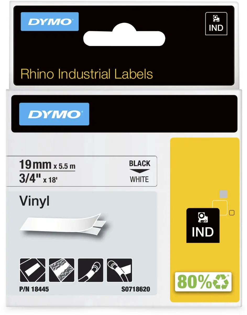 DYMO Rhino S0718620 Zelfklevende Labels 19mm x 5,5m