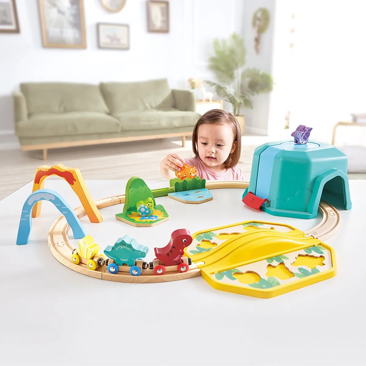 Hape Dinosaurus Houten Treinbaan E3828 - Multicolor