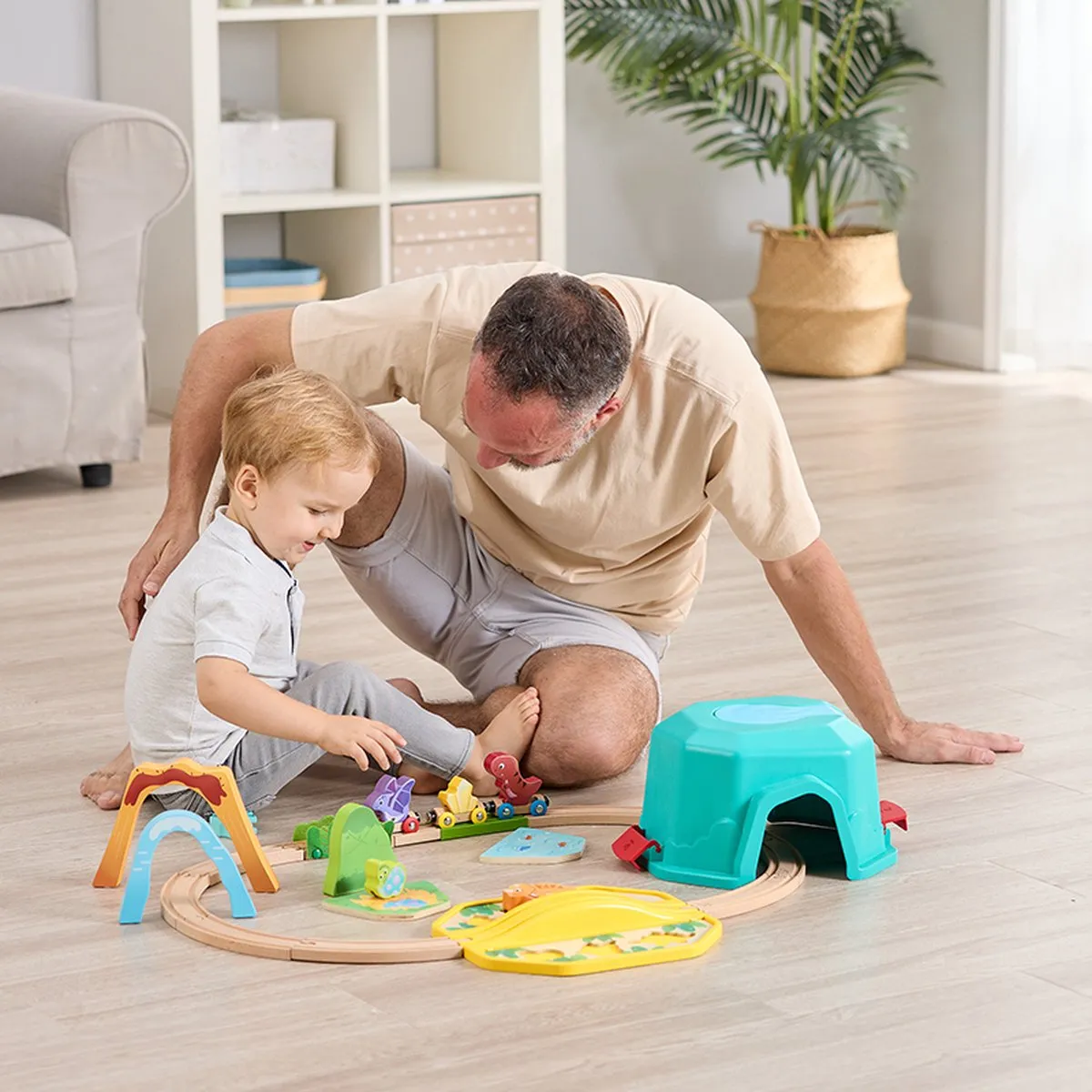 Hape Dinosaurus Houten Treinbaan E3828 - Multicolor