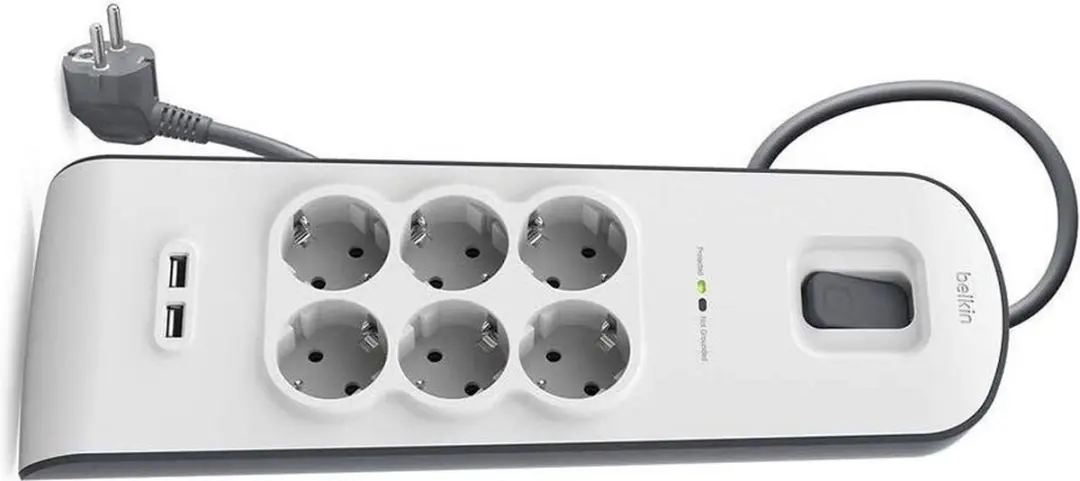 Belkin Stekkerdoos met 6 uitgangen en 2 USB-poorten 2.4A