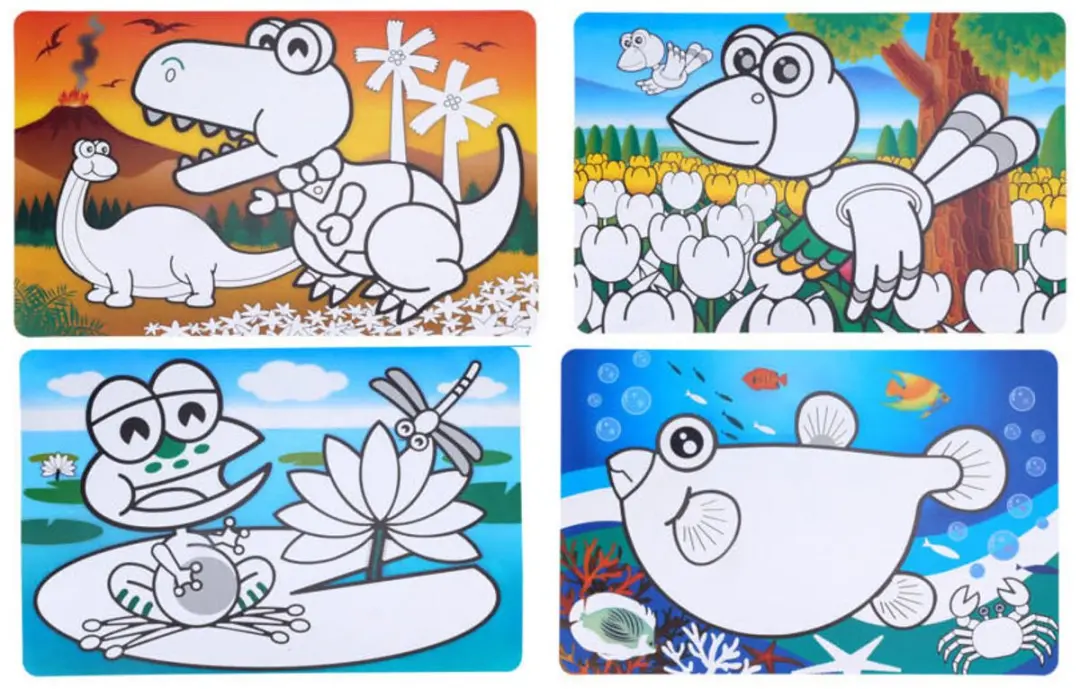 Placemat dieren placemats set van 12 multicolor dierenprint kunststof.