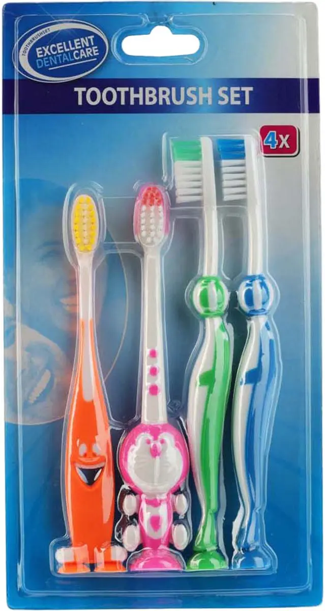 Koopman Tandenborstel Set - 4 Stuks Multi Kleuren - afbeelding 2 van 2