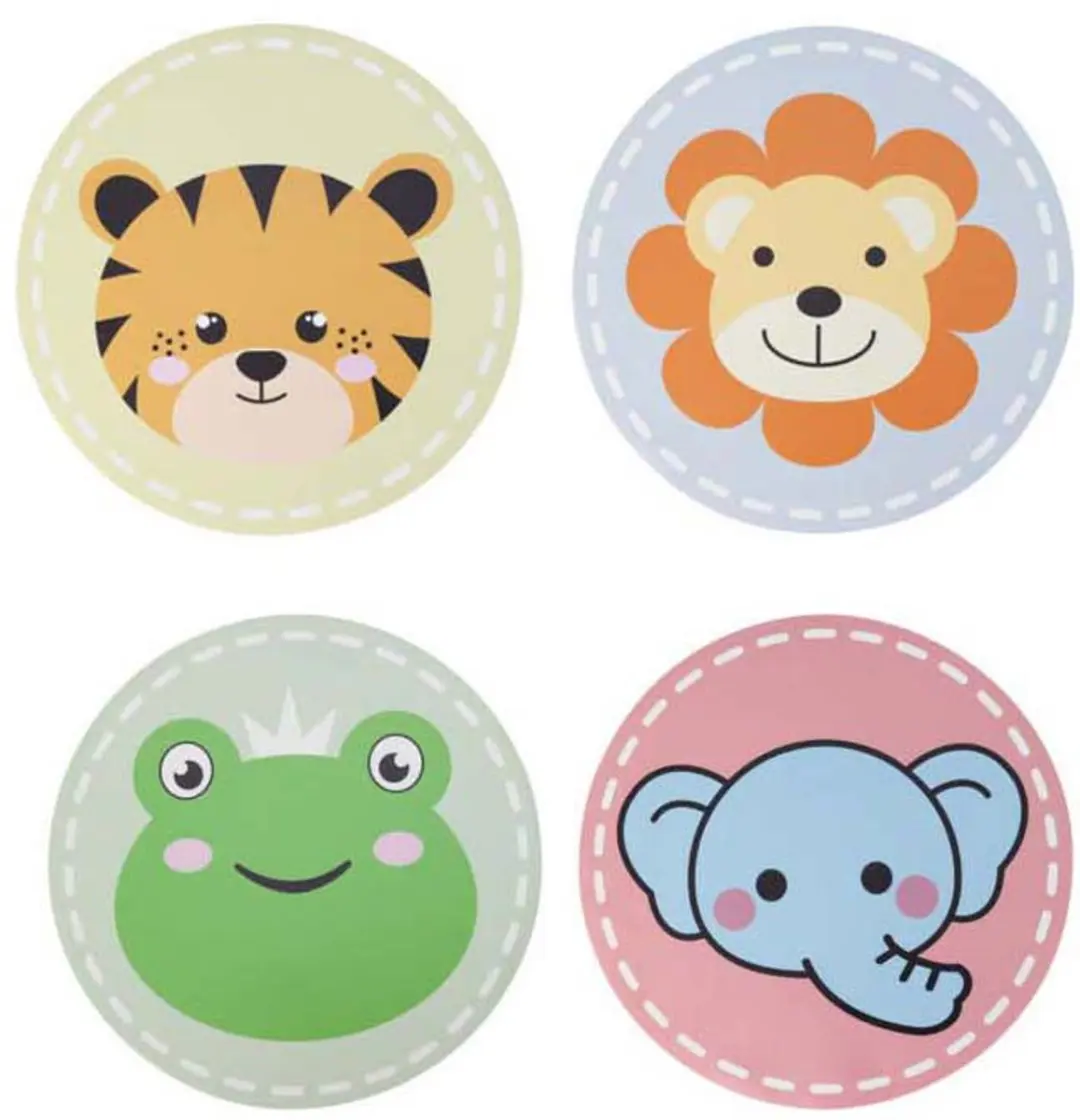 Dierenplacemats ronde set van 12