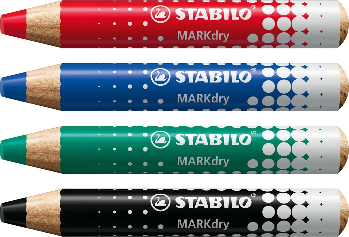 STABILO MARKdry Etui - 4 Klassieke Kleuren - Zwart