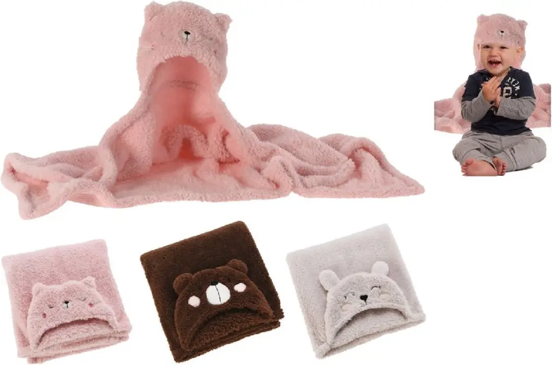 van der Meulen poncho fleece teddy 70x100cm multicolor babytextiel.