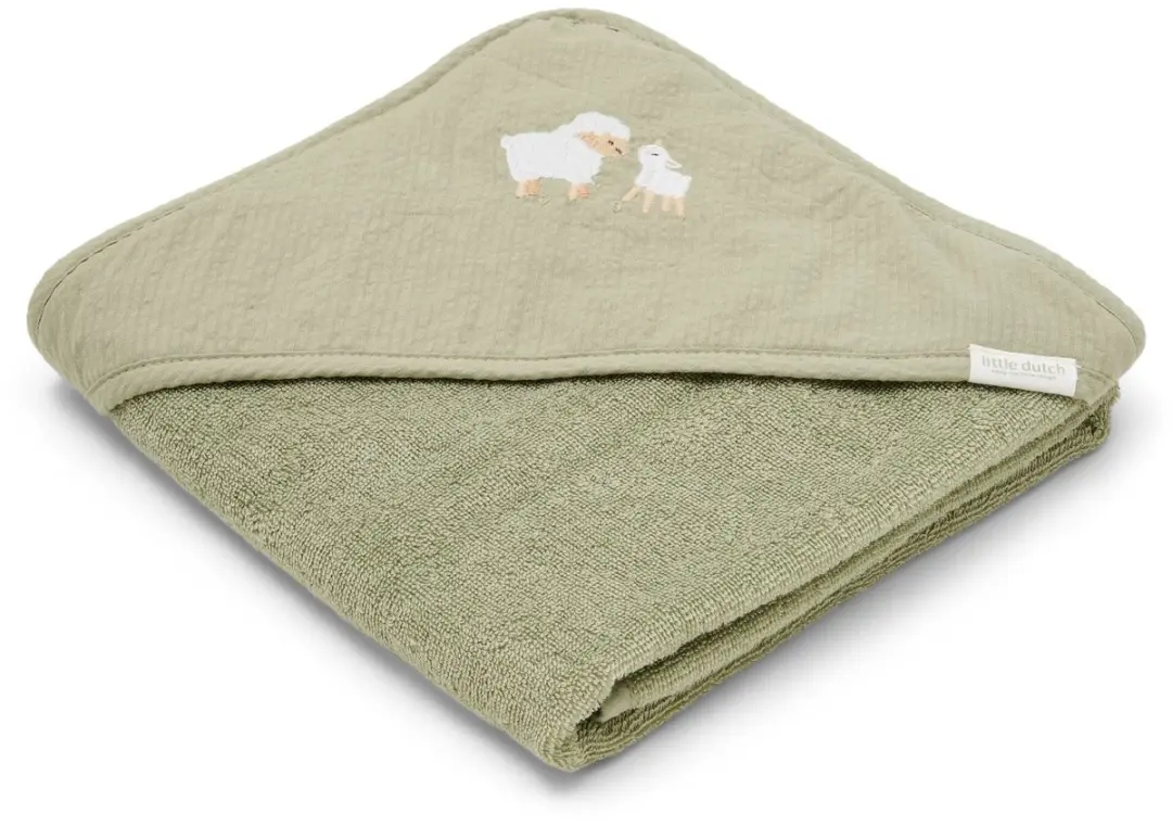 Little Dutch Badcape Geborduurd 75x75cm - Groen