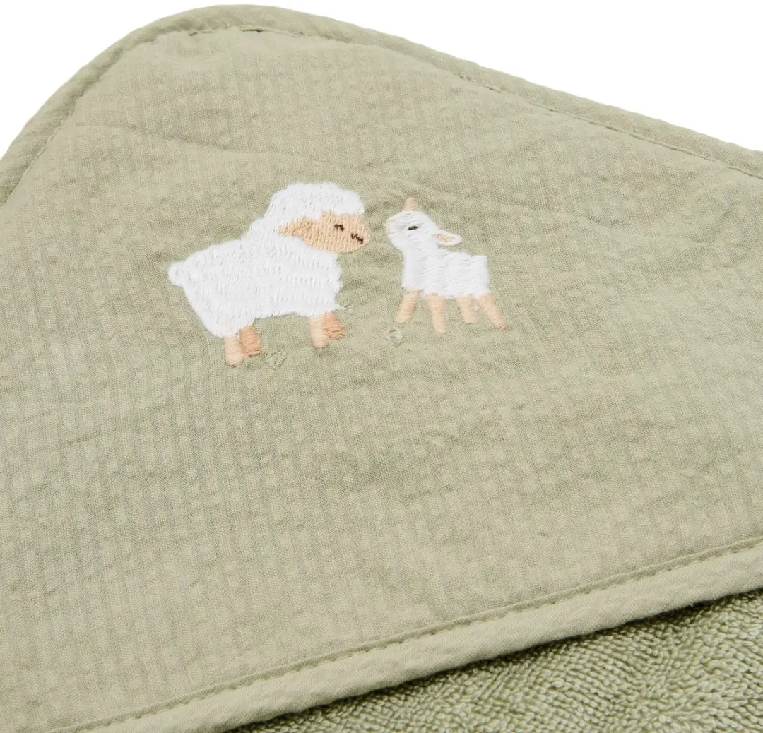Little Dutch Badcape Geborduurd 75x75cm - Groen
