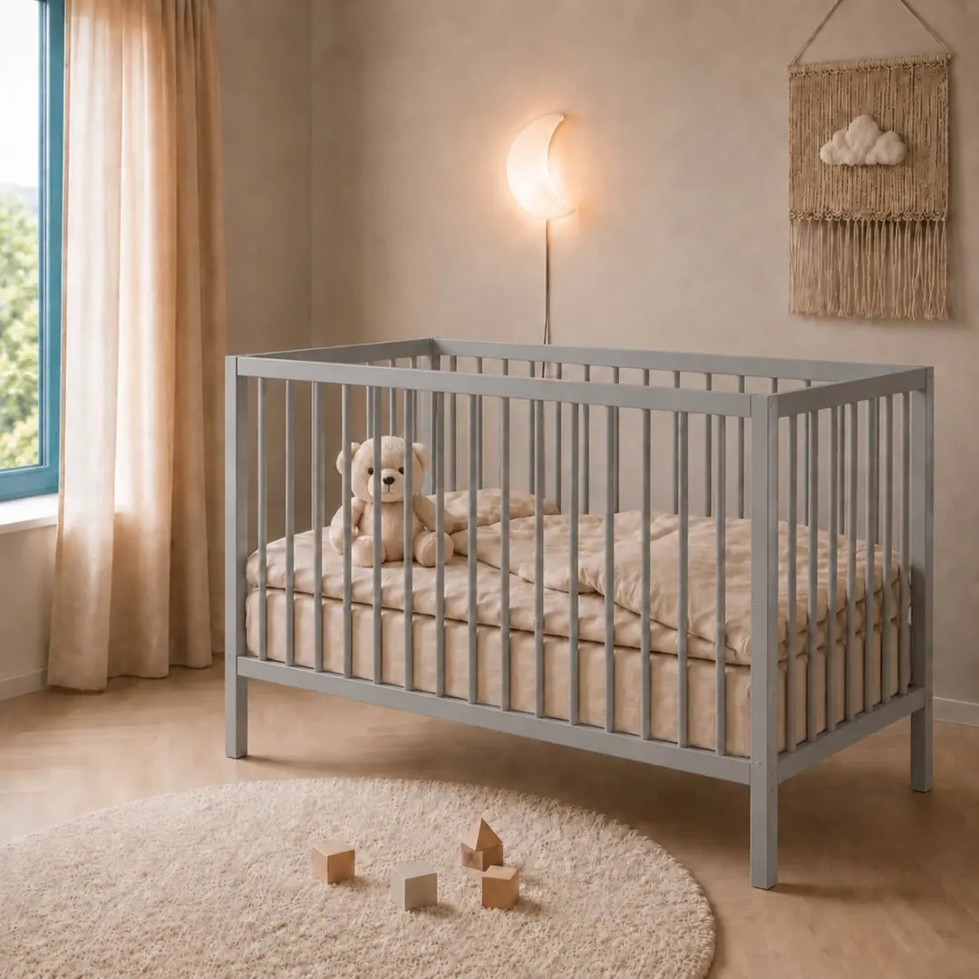 Born Lucky ® Baby Bed / Ledikant Mees 60x120 cm Met Verstelbare Bodem & Massief