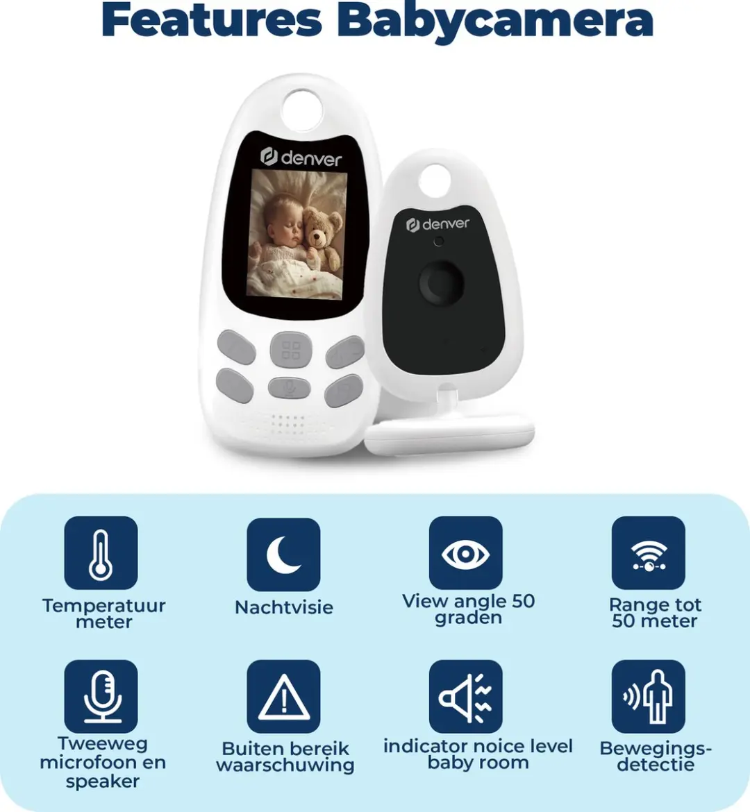 Denver BC250 Babyfoon met Camera - 2 inch - Nachtvisie - Temperatuur - afbeelding 4 van 6