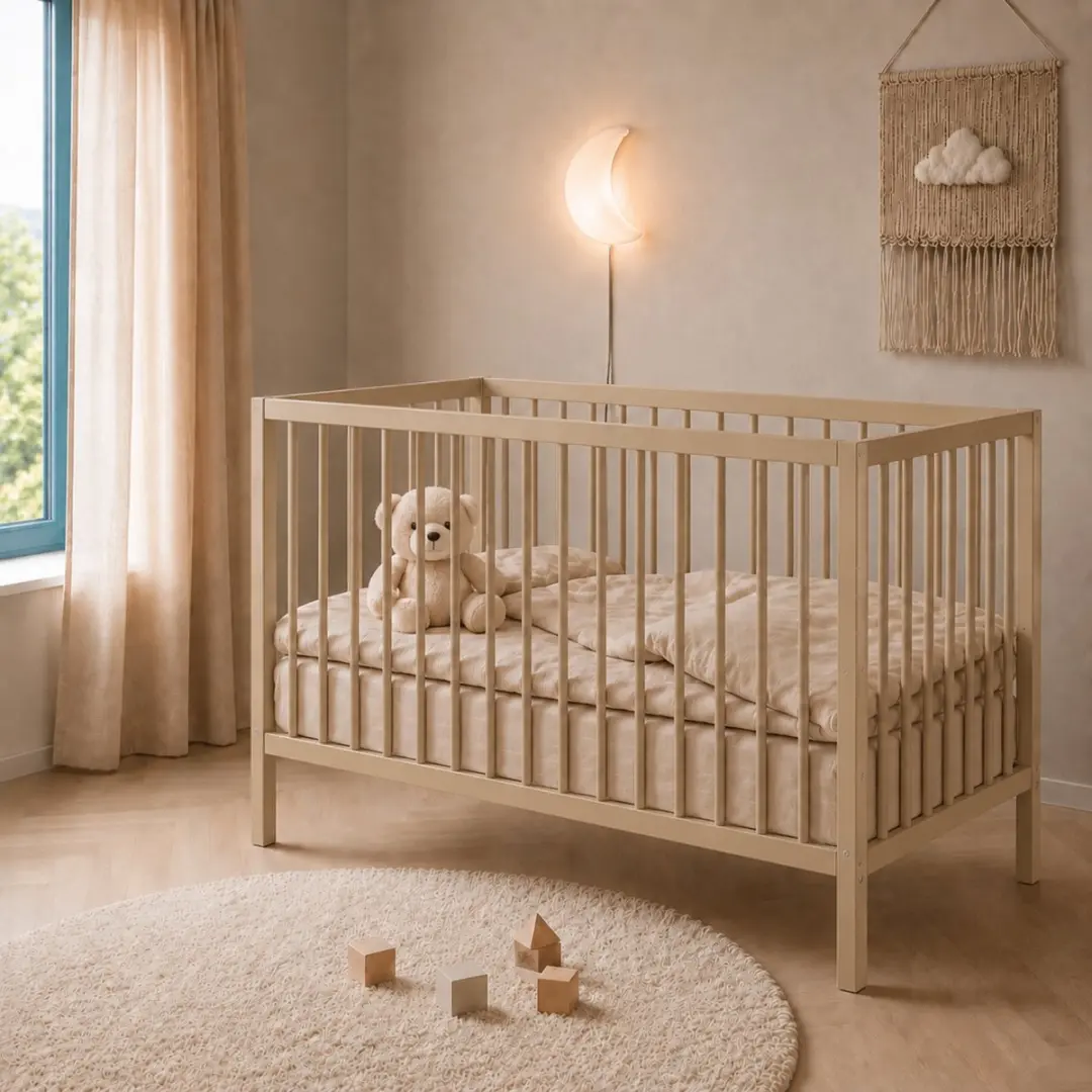 Born Lucky ® Baby Bed / Ledikant Mees 60x120 cm Met Verstelbare Bodem & Massief