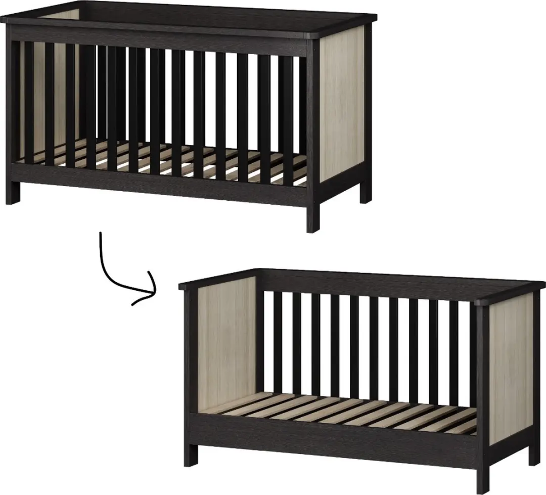 Born Lucky ® Meegroei Ledikant Oxford Zwart Eiken 70 x 140 cm