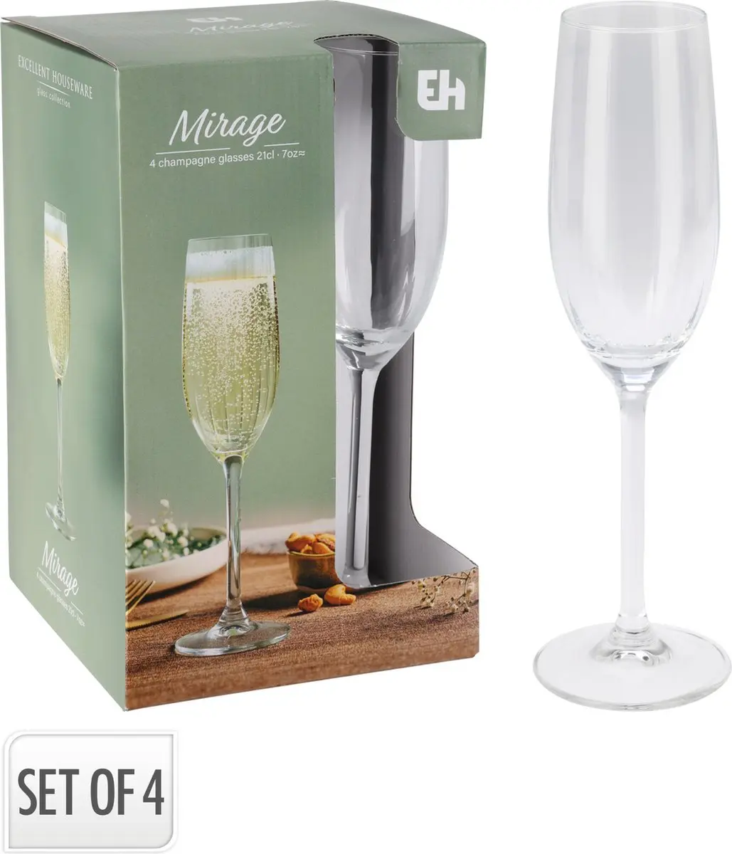 Champagneglas Mirage speelgoedset 21cl 4 stuks karton multicolor.