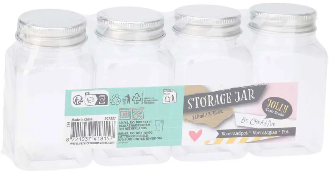 Plastic Opbergpotjes met Deksel, 4st.