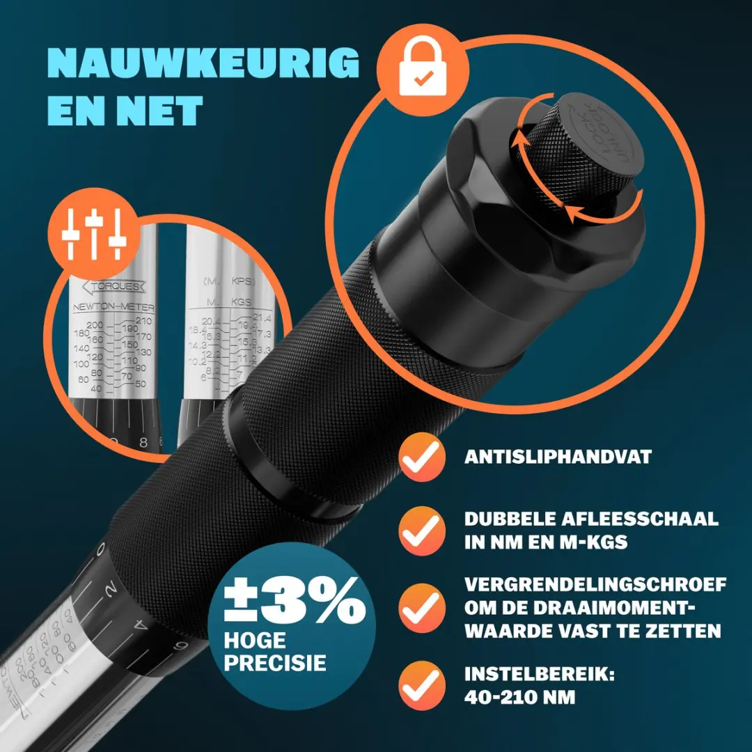 deuba Momentsleutel 6-delig 17/19/21mm - Zilver
