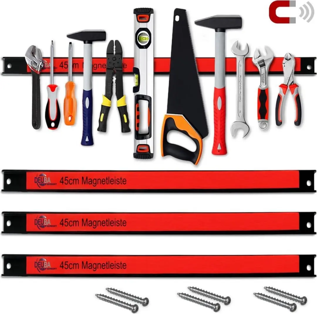 Deuba Magnetische Gereedschaphouder 3x60cm - 23kg - Rood/Zwart