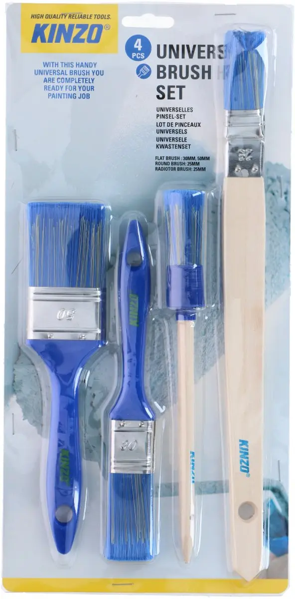 Kinzo Universele Kwasten Set 4-delig - 25/30/50mm - Blauw - afbeelding 3 van 4
