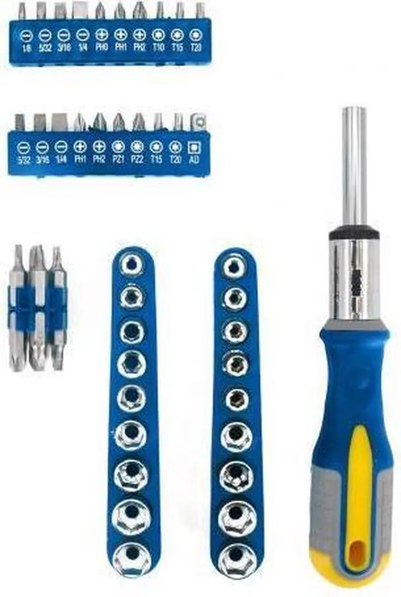 Kinzo Gereedschapset: Bitset/ Doppenset met Ratel
