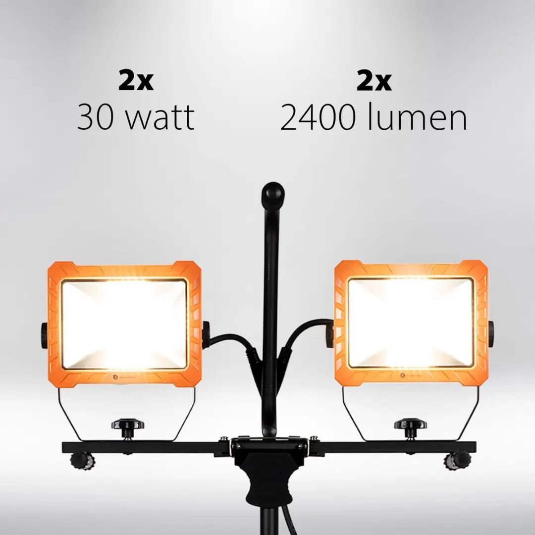 Smartwares FCL-80114 Bouwlamp 4800LM - 2x30W IP65 - Zwart/Oranje - afbeelding 6 van 6