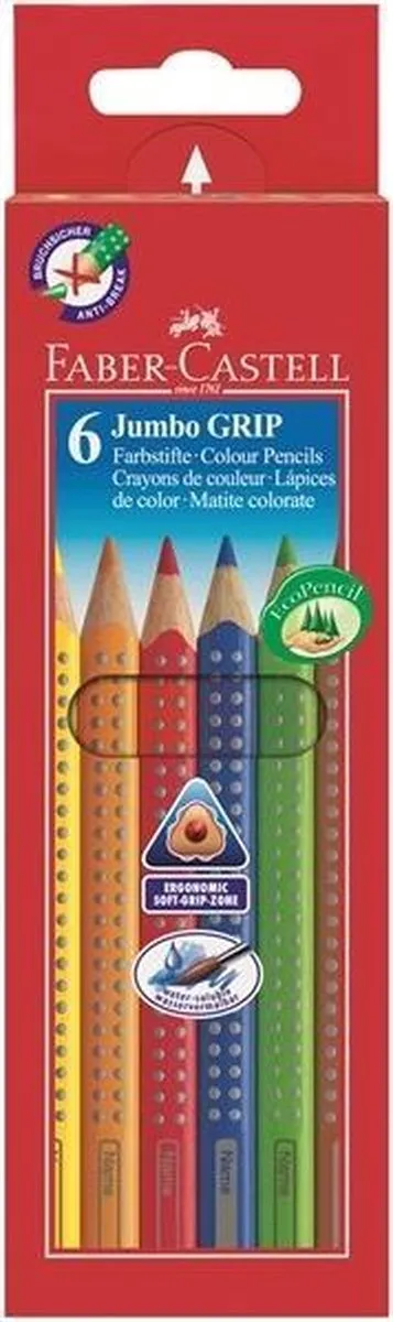 Faber-Castell Jumbo Grip Kleurpotloden 6 Stuks - Assorti