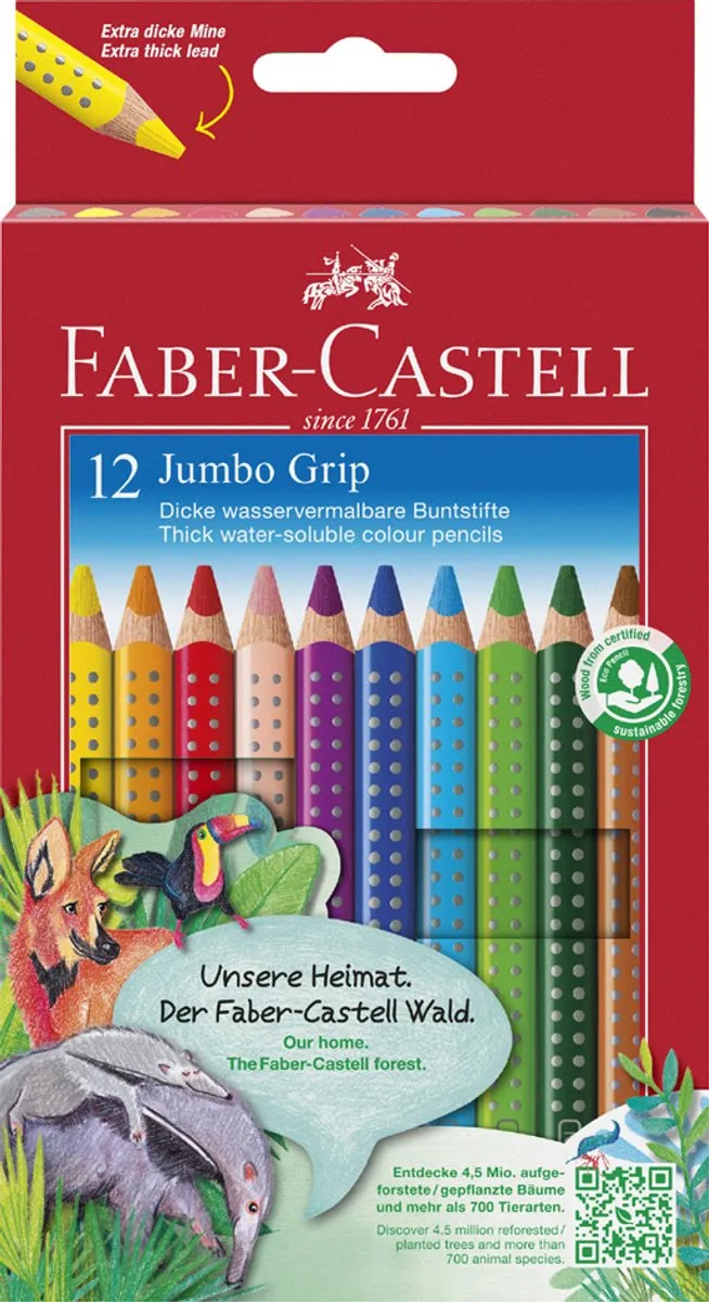 Faber-Castell Jumbo Grip Kleurpotloden 6 Stuks - Assorti