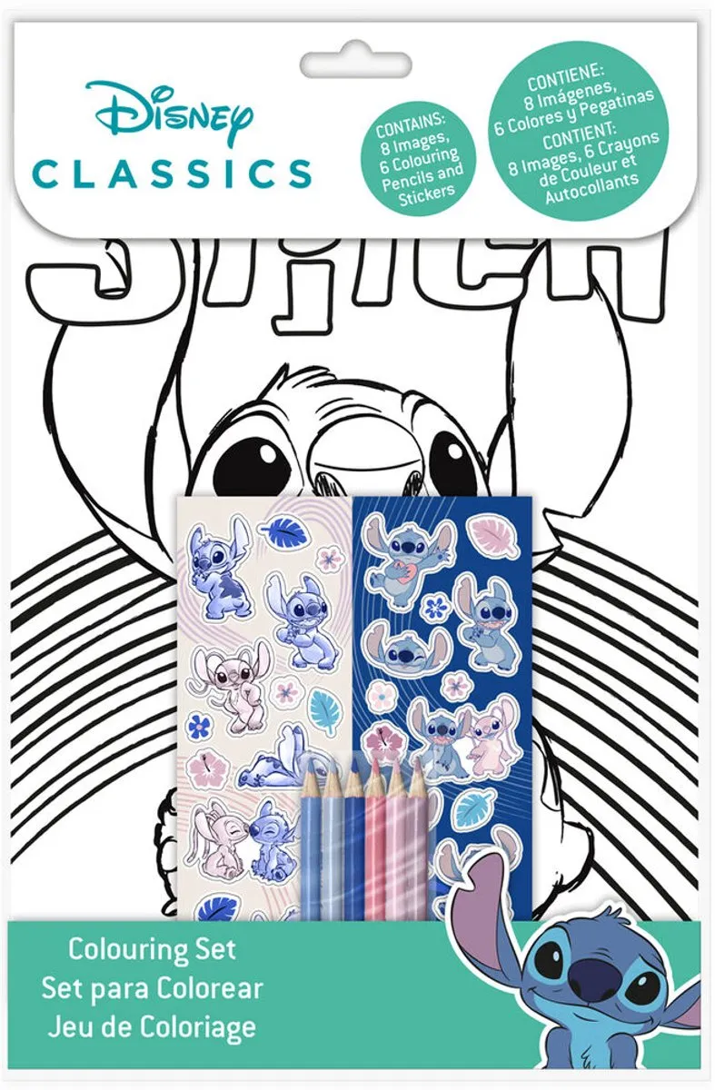 Disney Lilo & Stitch Love Kleurset - 8 Platen + 6 Potloden + Stickers