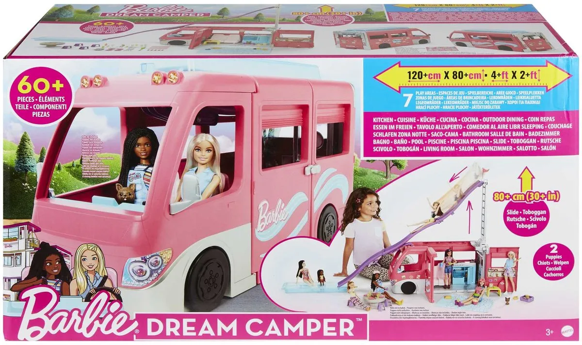 Barbie Droomcamper Speelset - 3-in-1 met glijbaan
