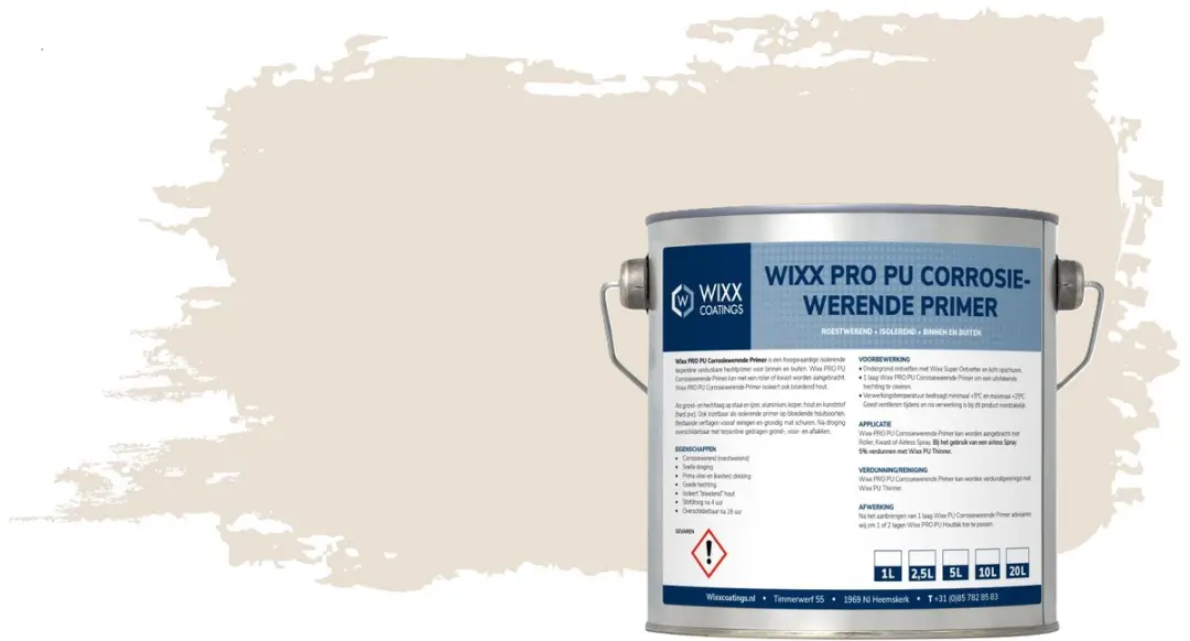 Wixx PRO PU Corrosiewerende Primer 5L - RAL 9001 Crèmewit