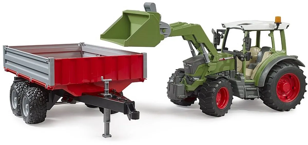 Bruder 2182 Fendt Vario 211 Landbouwvoertuig - met Voorlader en Aanhanger