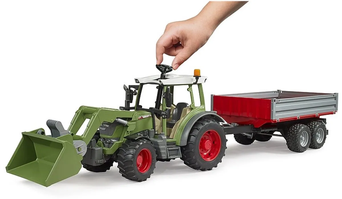 Bruder 2182 Fendt Vario 211 Landbouwvoertuig - met Voorlader en Aanhanger