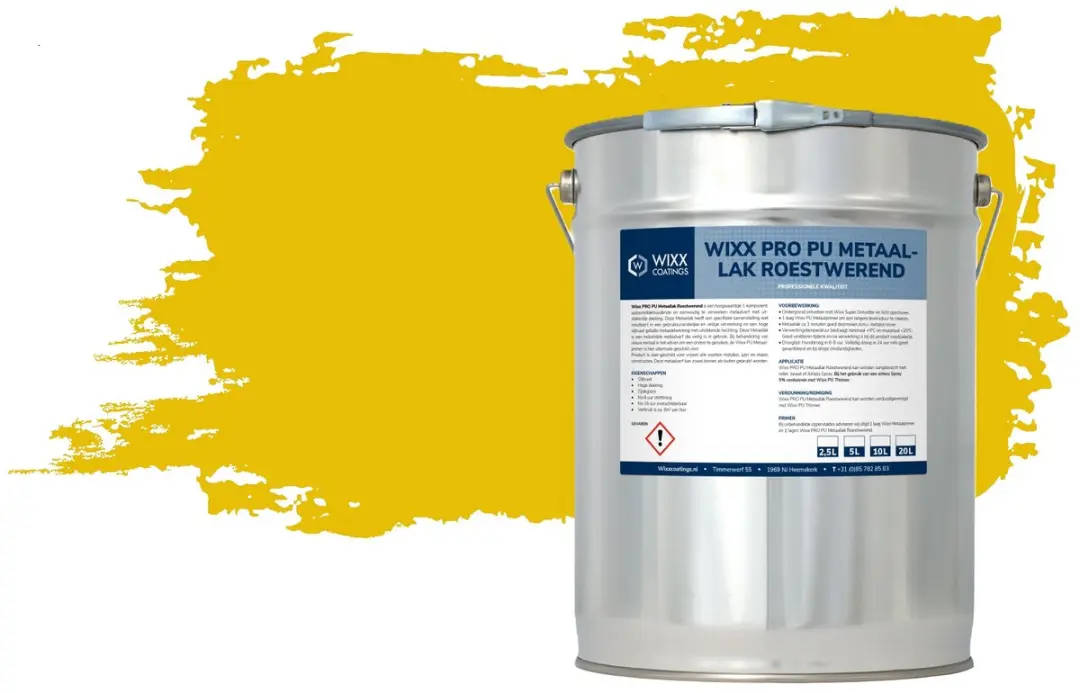 Wixx PRO PU Metaallak Roestwerend 5L - RAL 1023 Verkeersgeel