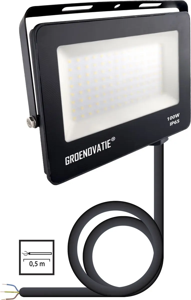 Groenovatie LED Breedstraler 100W IP65 - Zwart