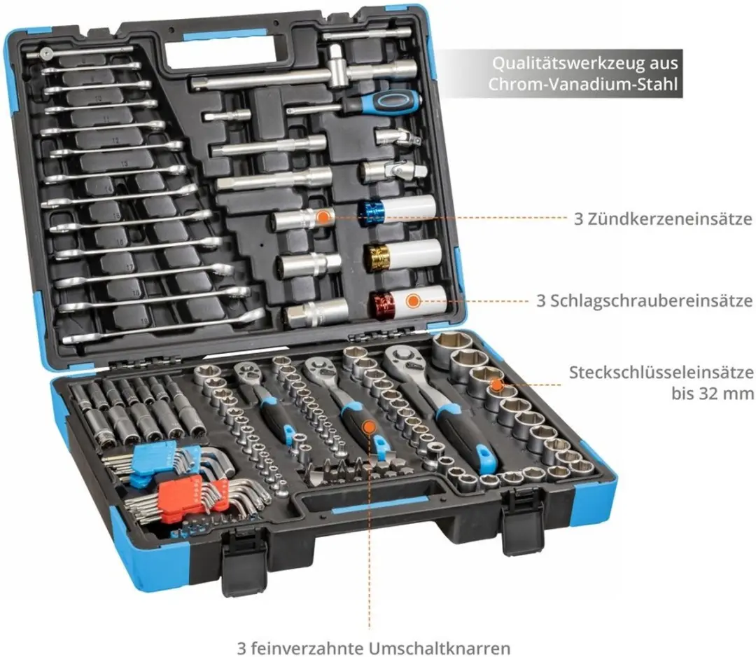 Güde 157-delige Dopsleutelset - Blauw/Zwart - afbeelding 4 van 4