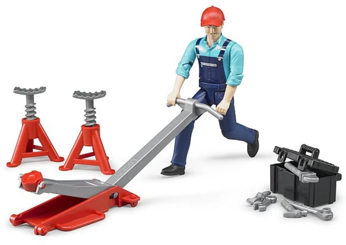 Bruder Garage Werker 62100 Speelgoedset - Rood/Grijs