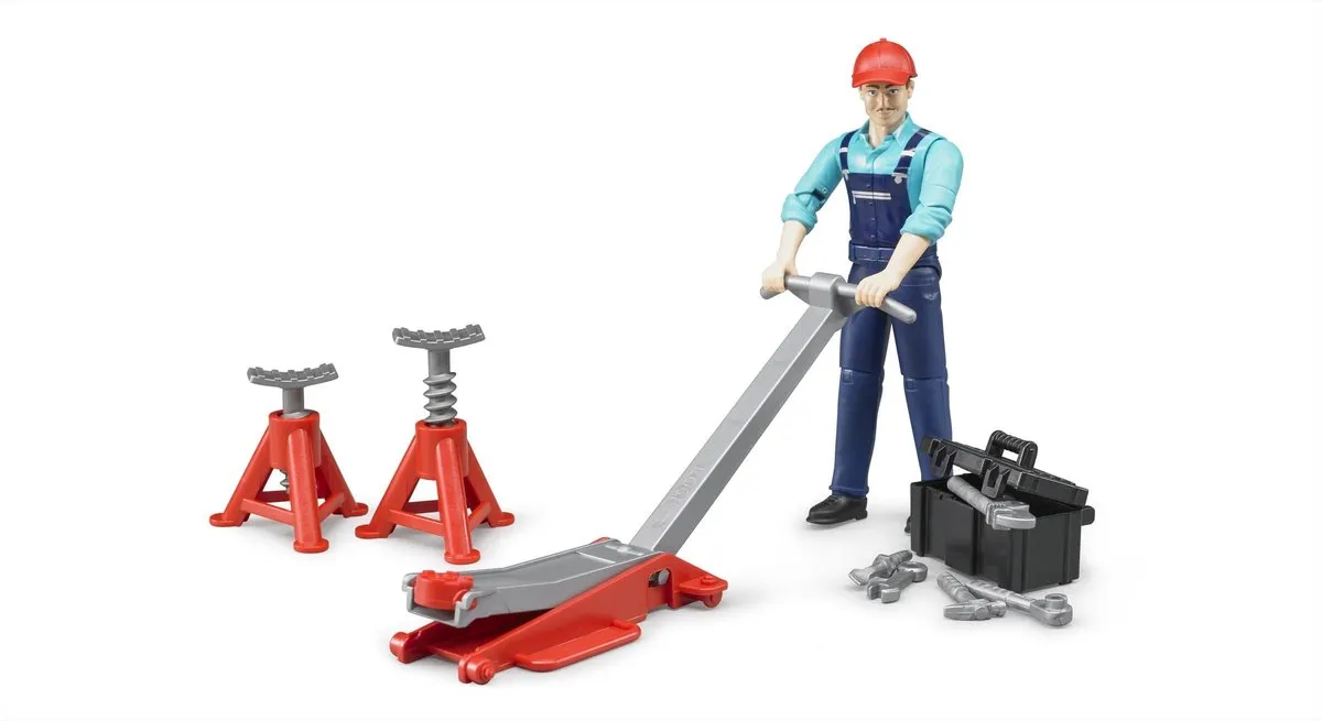 Bruder Garage Werker 62100 Speelgoedset - Rood/Grijs