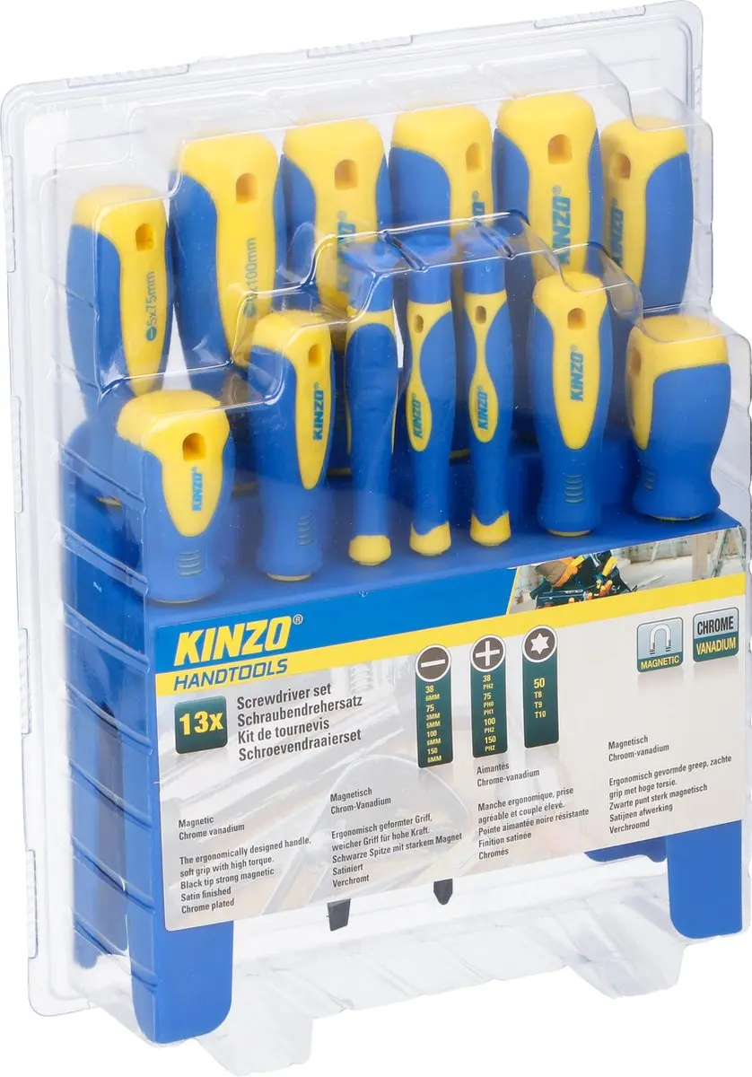 Kinzo Schroevendraaierset 13-delig - Magnetisch - CR-V-staal - afbeelding 4 van 4